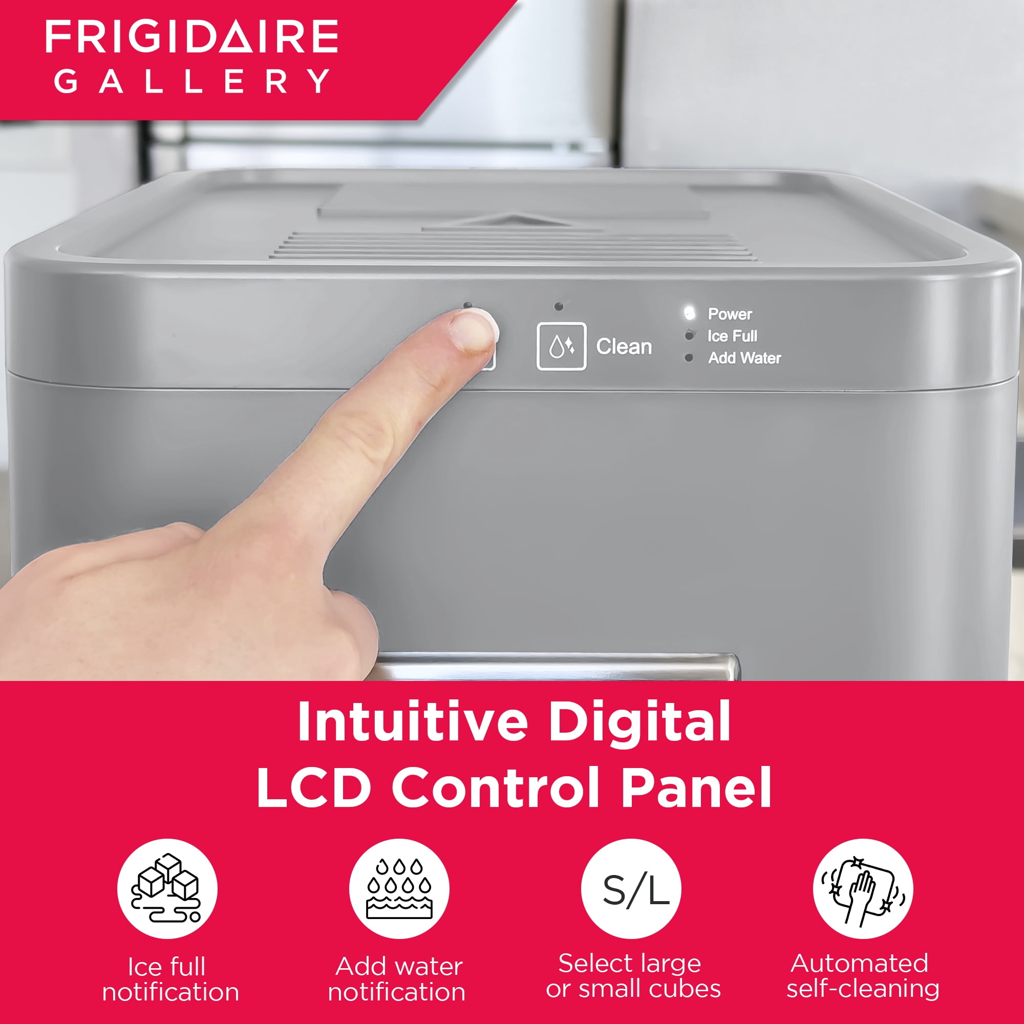 Frigidaire Gallery 44 lbs. Artisanal Sphere Ice Maker, Self-Cleaning Ice Machine with Touchscreen  Controls, Grey
