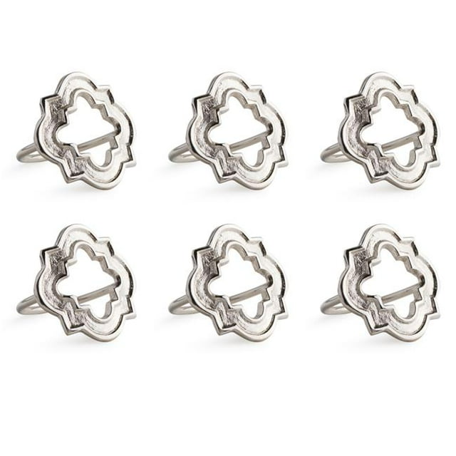 Design Imports CAMZ10240 Silver Lattice Napkin Ring - Set of 6