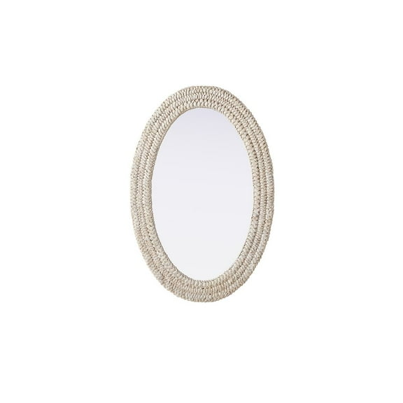 Elegant Decor Oval Cornhusk Mirror 24x36 in Linen White
