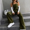 thumbnail image 6 of Women's Wide Leg Overalls Loose Casual Bib Jumpsuit Adjustable Strap Pockets, 6 of 8