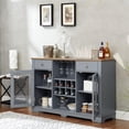 thumbnail image 6 of Barara King Entertainment Center, TV Console Table,Buffet Cabinet, Sideboard with 2 Drawers and Elegant Glass Door Cabinets, Wine and Glass Rack,Blue and Oak, 6 of 14