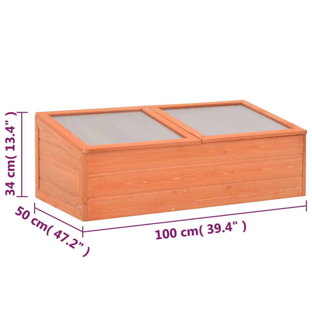 vidaXL Greenhouse Natural wood Wood and PC board 39.4 x 19.7 x 13.4 in