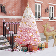 thumbnail image 7 of Yaheetech 6ft Flocked Artificial Christmas Tree with Foldable Stand, Pink Gradient, 7 of 7