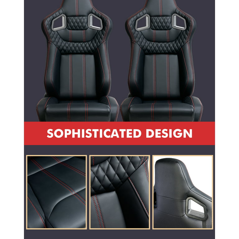  Racing Seats, 2PCS Universal PVC Leather Bucket Seats