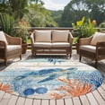 thumbnail image 4 of Sea Turtle Coastal Round Area Rug 6Ft Washable Circle Rugs for Bathroom Office, Summer Beach Coral Nautical Teal Wood Non-Slip Carpet Floor Mats Indoor Outdoor Carpet Runner Aesthetic Home Decor, 4 of 8