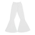 thumbnail image 5 of Women's Flared Leg Pants - High Waist Wide Leg Trousers, Dance & Casual Wear (XS-XXXXL, 14 Colors) | Yubnlvae | Ladies Solid Color High Waist Slim Fit Casual Flared Pants (White | S), 5 of 8