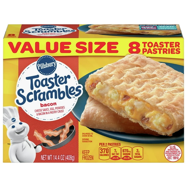 Pillsbury Toaster Scrambles Bacon Frozen Breakfast 8 Ct, 14.4 oz
