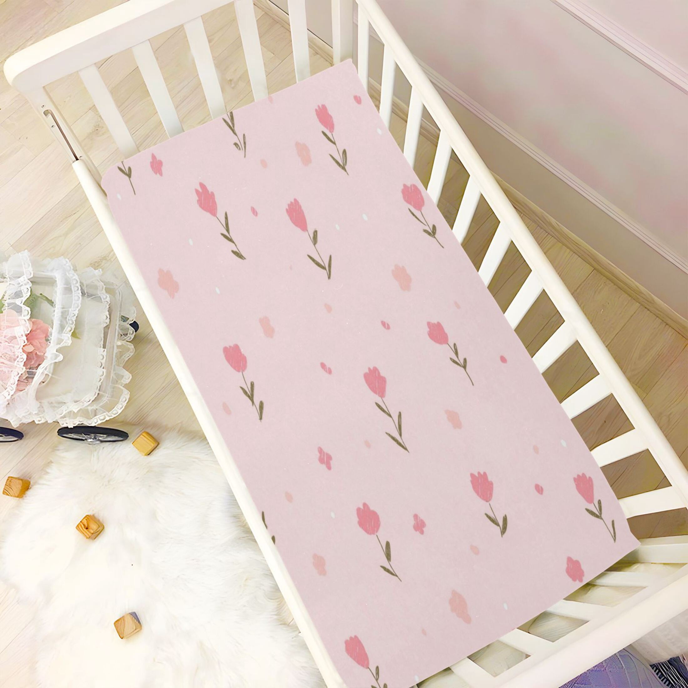 Baby Essentials 52”x 28”- Standard Cotton-like Modal Elastic- The Atmosphere Of Spring Design Crib Sheets for Newborns and Toddlers