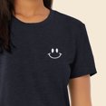 thumbnail image 5 of Dalix Smile Face Embroidered Cotton Relaxed Fit Short Sleeve Crewneck Tee Shirt Womens in Heather Navy M Medium, 5 of 5