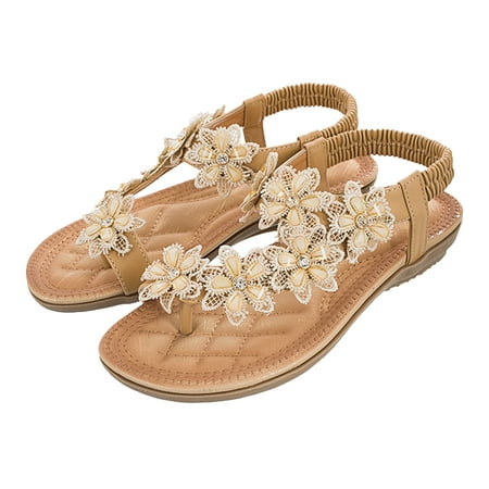 

Womens Sandals Flat Heel Fashion Flower Accessories Flip Flops Shoes for Women Size 7.5