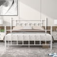 thumbnail image 2 of VECELO Metal Platform Bed Frame with Victorian Headboard and Footboard, Full Size, White, 2 of 11