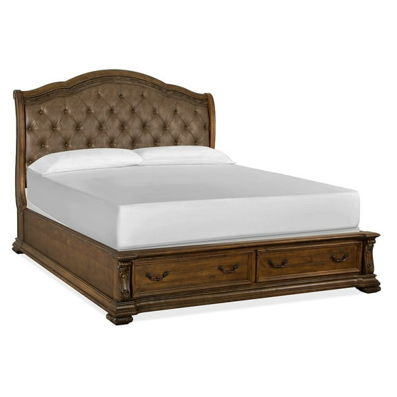 Magnussen Home Durango Willadeene Brown Queen Upholstered Sleigh Storage Bed