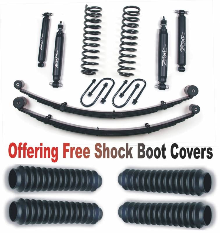 ZoneOffRoad 19842001 Jeep Cherokee XJ 3" Suspension System w Rear Leaf Springs With Free Boot
