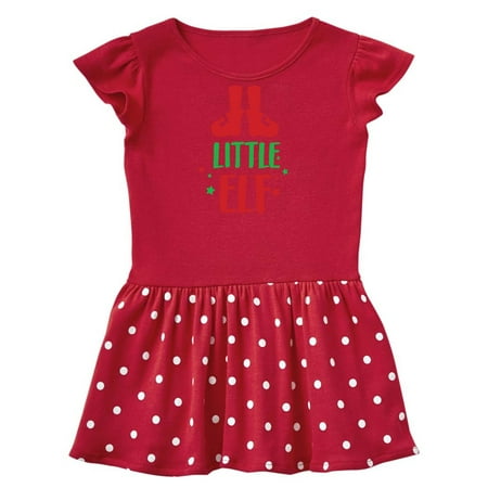 

Inktastic Little Elf Elf Shoes Christmas - Red Green Gift Toddler Girl Dress
