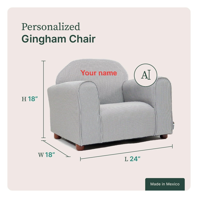 Personalized Upholstered Children s Mini Chair in Gingham
