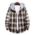 thumbnail image 2 of Hfyihgf Men's Plaid Flannel Hoodies Shirts Long Sleeve Causal Button Down Lightweight Shirt Jackets with Hood Z1-Khaki XL, 2 of 9