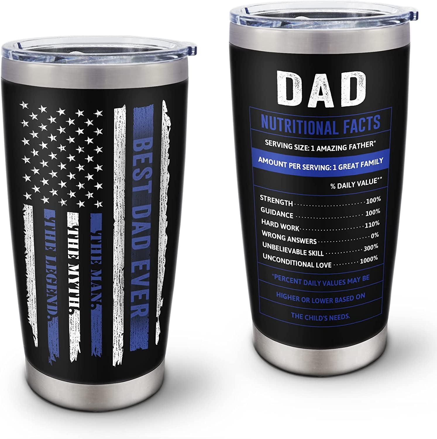 Papa Bear Tumbler For Dad - Stainless Steel American Flag Tumbler Cup 20oz  for Father - Birthday Gifts for Dad From Daughter Son - Fathers Day Gift