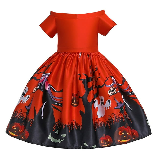 HAWEE Robe de Cosplay d'Halloween pour Filles Costume de Vampire Chauve-Souris Citrouille Costume de Jeu de Rôle