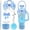 Blue, variant on PTSPLLMY Grey Bling Cup Accessories Set for Stanley 24/30/40oz, Rhinestone Boot | Bow straw topper set with pearl strap and charms, perfect for cute girly tumbler decoration and gifting