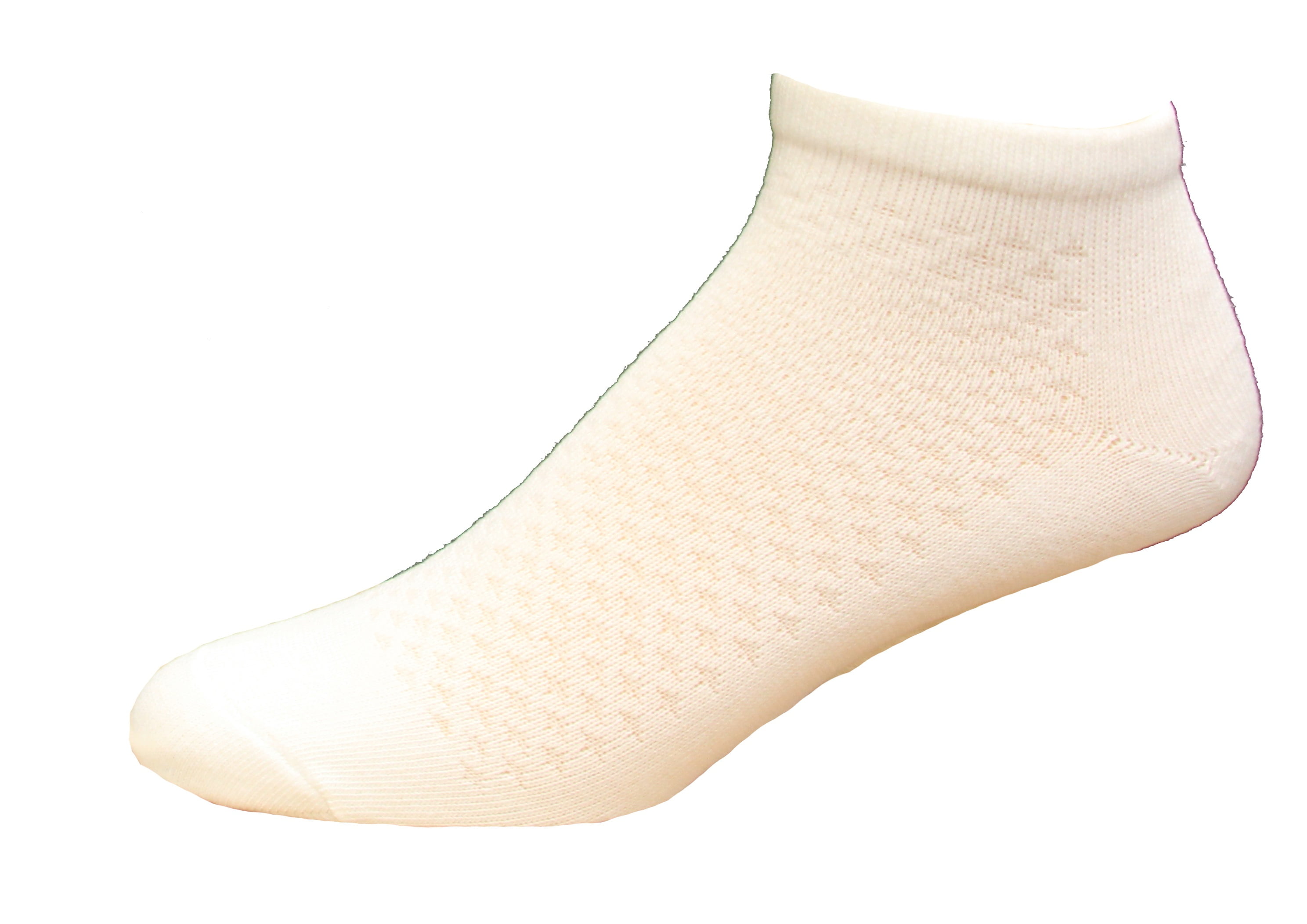 Medipeds Diabetic Flat Knit Low Cut Socks 2 Pair, White, W410