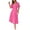 Hot Pink, variant on Women's Surplice Half Puff Sleeve Midi Dress with V Neckline and Empire Waist 100% Polyester Flowing Pink Fabric