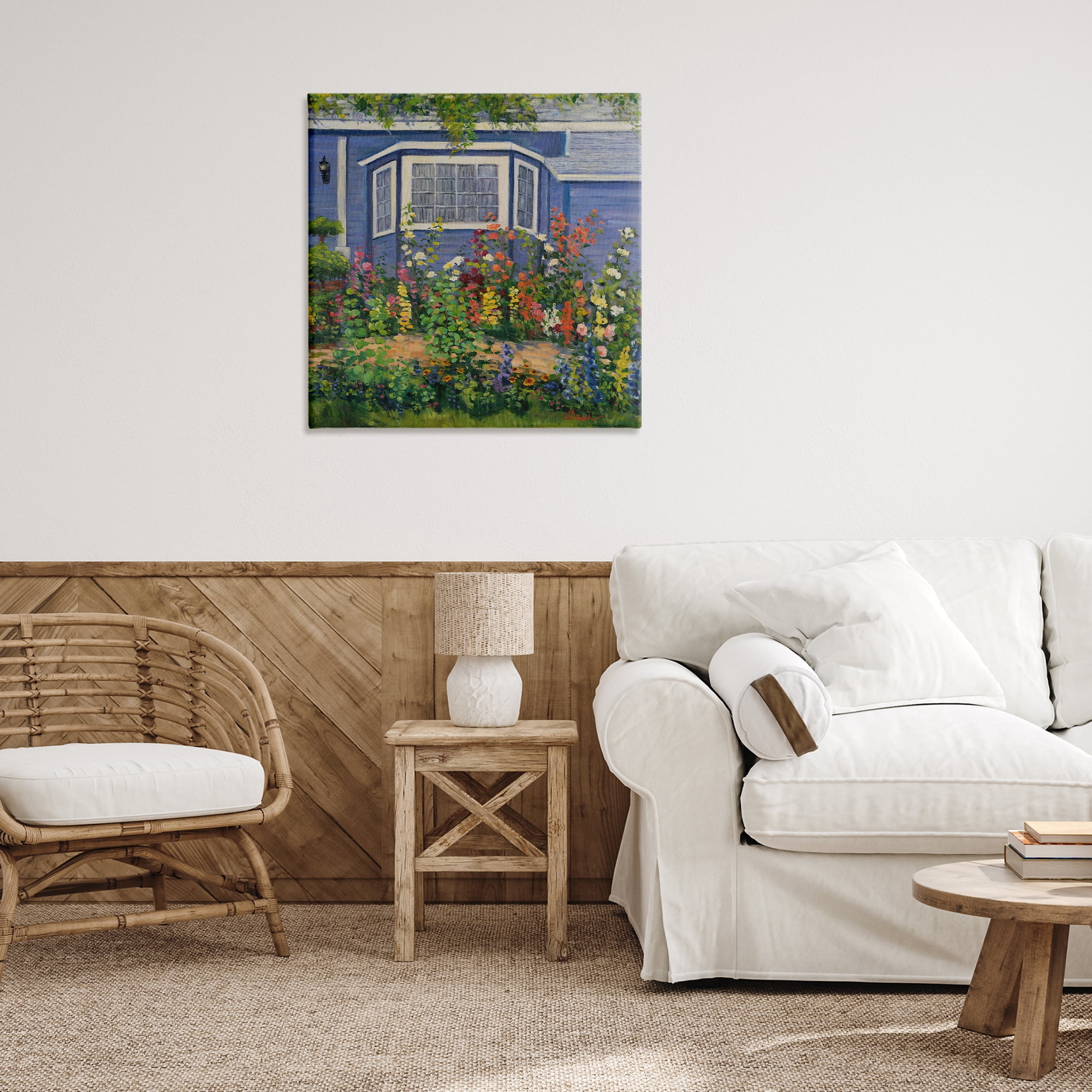 Stupell Industries Country Cottage Lovely Garden Landscape & Nature Painting Wrapped Canvas Art Print Wall Art, 30 x 30
