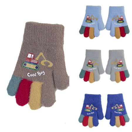 

WOLLED Kids Toddler Knitting Gloves Warm Padding 5-7T Boys Girls Fall Winter Gloves