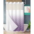 thumbnail image 2 of No Hook Shower Curtain with Snap in Liner, Purple White Ombre Geometric Trellis Morrocan Hotel Shower Curtains for Bathroom, Washable Shower Curtain Liner Set with Mesh Top Window, 36"x78", 2 of 6