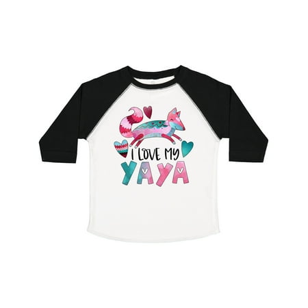 

Inktastic I Love My Yaya Pink and Blue Fox with Hearts Gift Toddler Boy or Toddler Girl T-Shirt