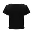 thumbnail image 6 of TQFXJ421SJ Women T-Shirts with Short Sleeve Basic Square Neck Crop Tops Slim Fit Vacation Outfits Trendy Black XXL, 6 of 6