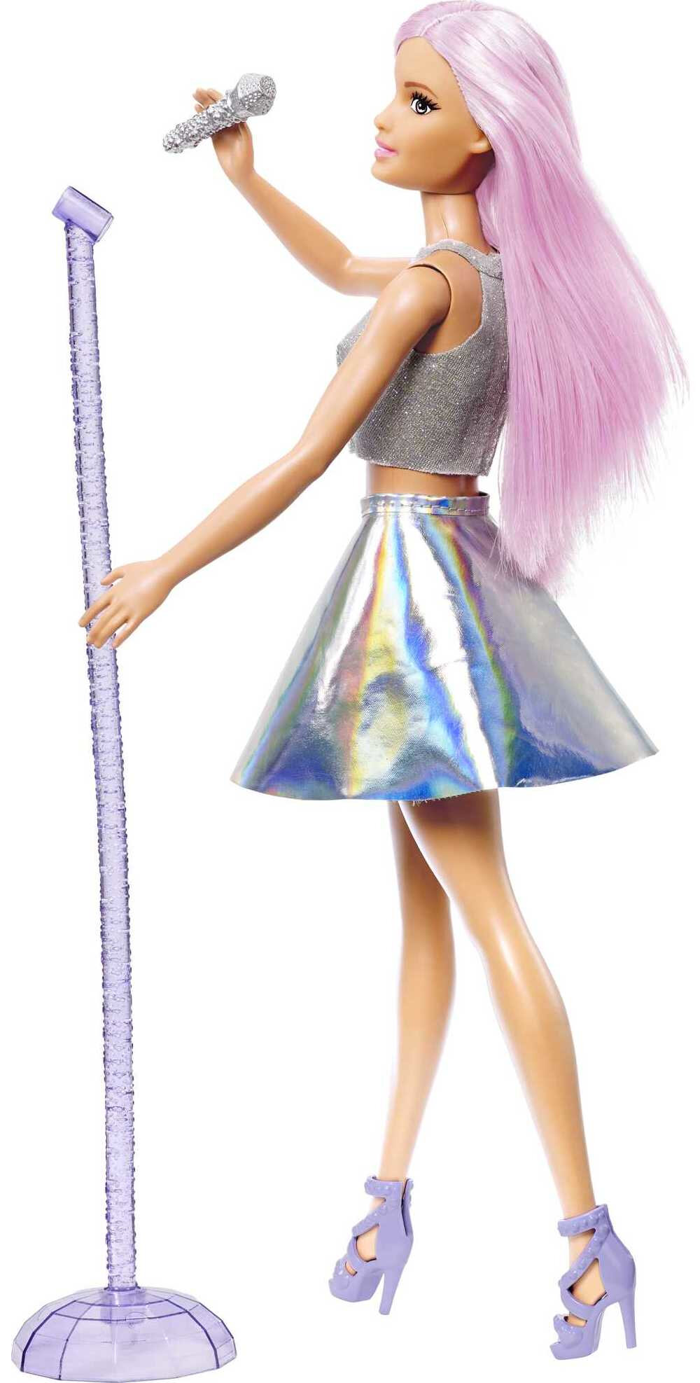 Barbie Pop Star Fashion Doll Dressed in Iridescent Skirt with Pink Hair & Brown Eyes - image 5 of 6