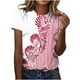 thumbnail image 1 of Tops de Ajuste Suelto para las Mujeres Sudadera Casual Impresa Manga Corta Cuello Redondo Superior, Poliéster, 1 of 5