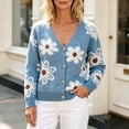 thumbnail image 2 of Enjoytime Womens Cardigan Floral Print V Neck Long Sleeve Button Down Knit Sweaters Tops Cozy Soft Loose Casual Cardigans, 2 of 8