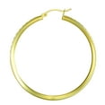 thumbnail image 3 of Wellingsale Ladies 14k Yellow Gold Polished 3mm CZ Hoop Earrings (45mm Diameter), 3 of 7