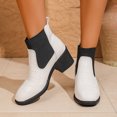 thumbnail image 2 of Birdeem Bottes d'Hiver pour Femmes à la Cheville, Mode Décontractée, Bout Rond, Cuir Verni Uni, Talon Bas Épais, Bottes d'Hiver pour Femmes, Bottes pour Femmes à Talon, 2 of 8