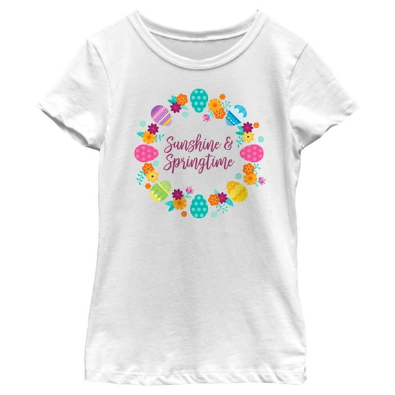 Girl's Disney Easter Princess Eggs Sunshine & Springtime Graphic Tee White Small