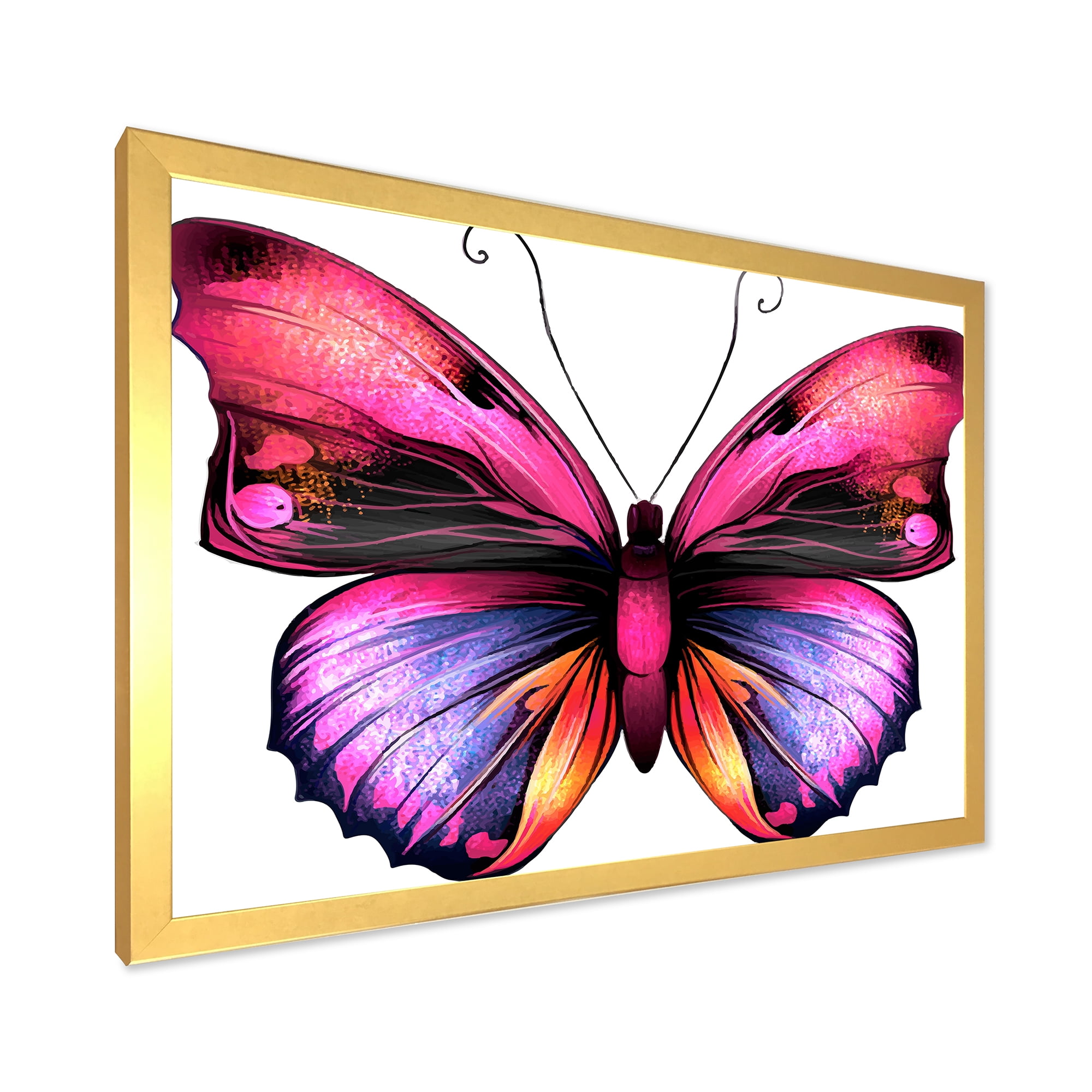 Designart 'Portrait Of Bright Pink Butterfly' Modern Framed Art Print