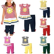 2Pcs Baby Girls Kids Flower T-Shirt Tops+Shorts Pants Outfits Summer Clothes 1-8Y