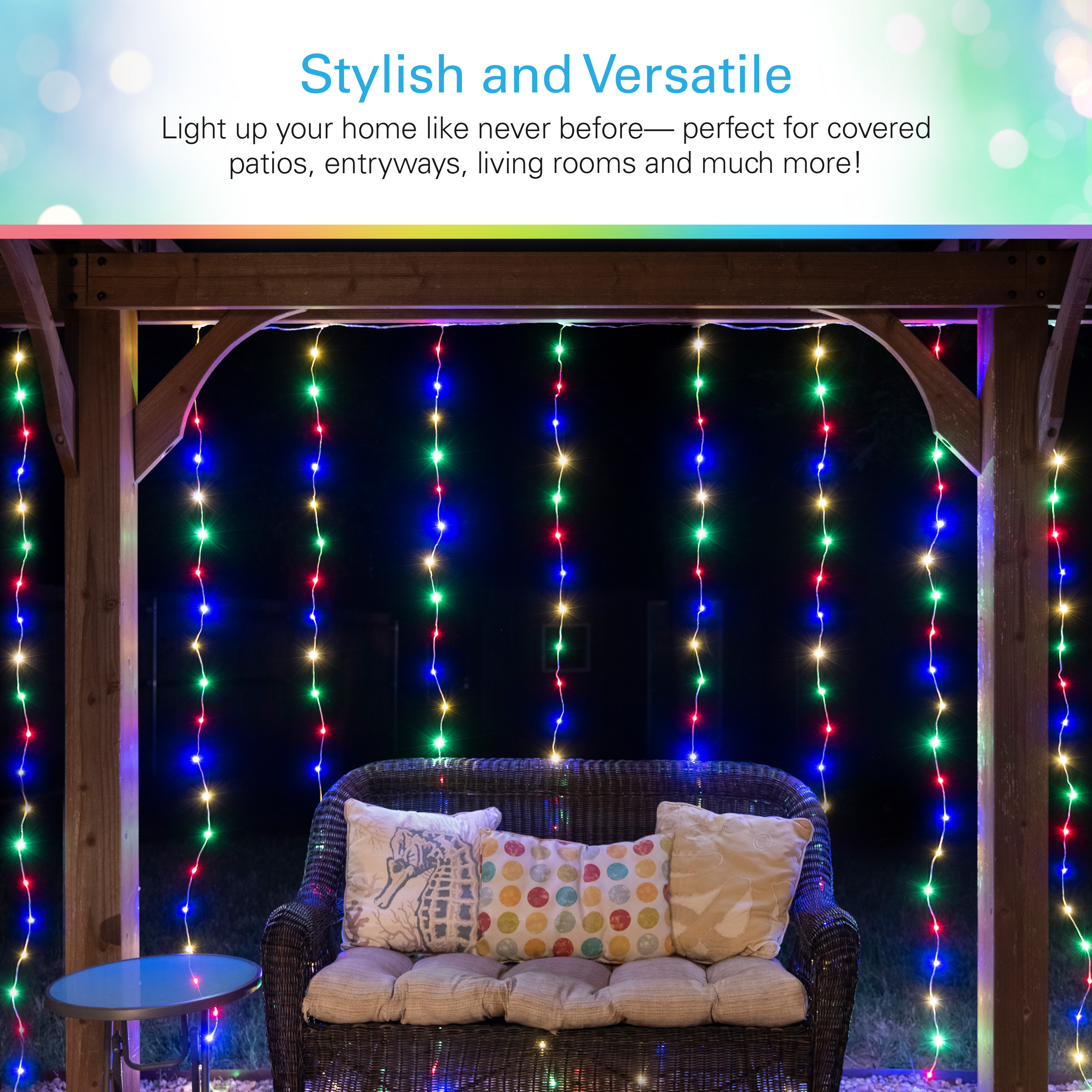 Lights by Night LED Curtain Fairy Lights, Multicolor, 88 Lights, 36in by 84in, 62422