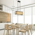 thumbnail image 5 of Farmhouse Boho Flush Mounted Wood Bead Chandelier Hanging Pendant Light Fixture, 5 of 12