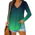 thumbnail image 2 of ketyyh-chn99 Green T Shirts 2022 Womens Fall Long Sleeve Tunic Tops Casual T-Shirts Vneck Loose Fit Dressy Blouses, 2 of 5