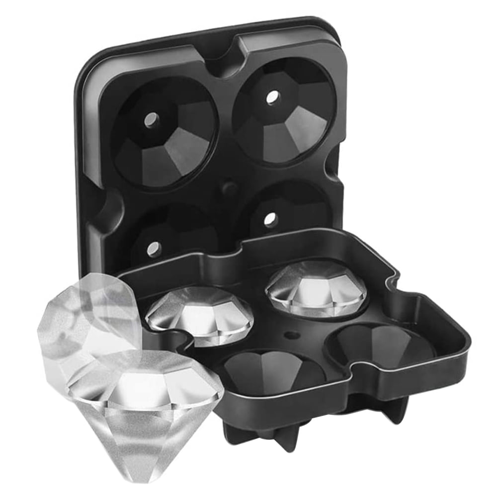 Diamond Ice Cube Tray with Lid Silicone Mould Maker for Bar Gin Whiskey Scotch 