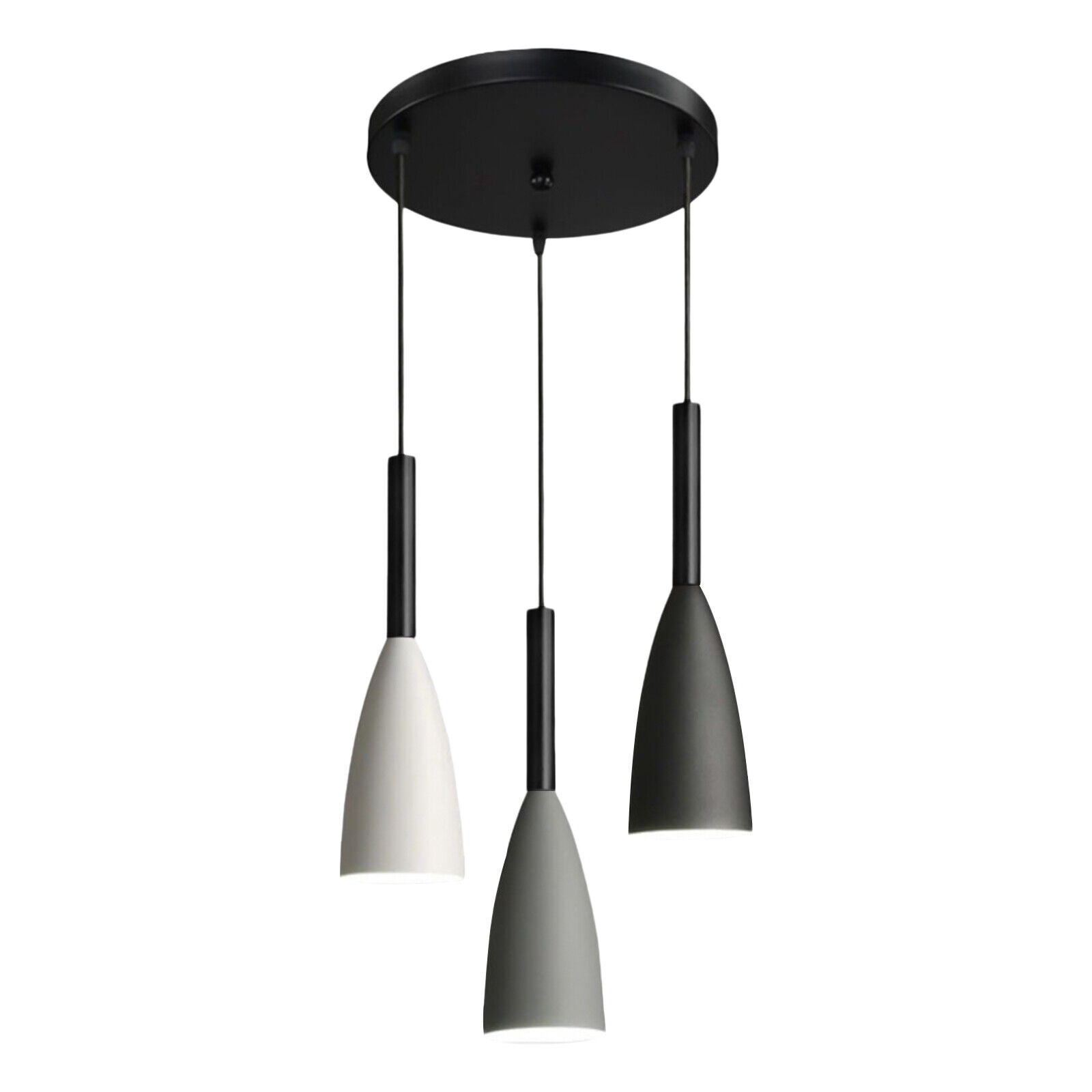 OUKANING Black White Gray Disc Chandelier Solid Wood Home Modern