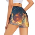 thumbnail image 4 of Picia Starry Sky Constellation Cat Pattern Women's 2 in 1 Athletic Running Shorts High Waisted Workout Casual Gym Sweat Shorts with Comfy Liner Zipper Pockets-Small, 4 of 9