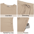 thumbnail image 6 of Sundazz 2 Piece Sets for Women Summer Lounge Set Ruched Top and Wide Leg Pants Matching Set Fashion Vacation Travel Outfits Clothes,Khaki,S, 6 of 8