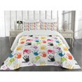 thumbnail image 2 of Ambesonne Cartoon Quilted Coverlet 3 Pcs, Colorful, King Size, Yellow Teal and Red, 2 of 4
