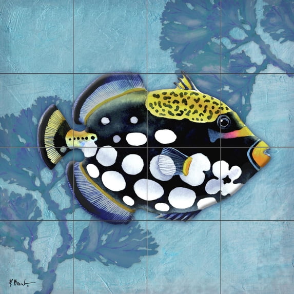Tile Mural Bathroom Backsplash - Azure Tropical Fish III-PB - by Paul Brent