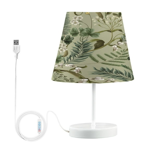Ryvnso LED Bedside Table Lamp Botanical Flowers and Leaves Bedroom Desk Lamps Nightstand Lampshade M