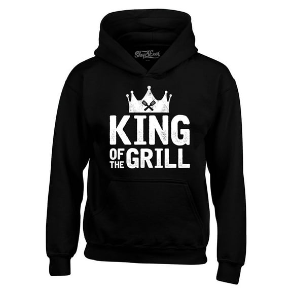 Shop4Ever Men's King of The Grill Cooking BBQ  Hooded Sweatshirt Hoodie Medium Black