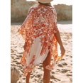 thumbnail image 4 of Charmo Womens Geometric Print Swim Cover Up Open Front Loose Casual Resort Beachwear, 4 of 5